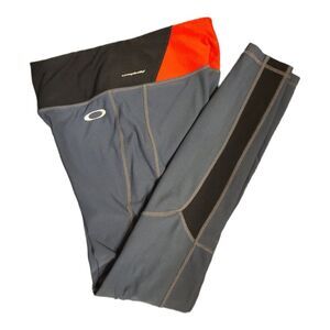Oakley Womens Black Blue Logo Leggings Small